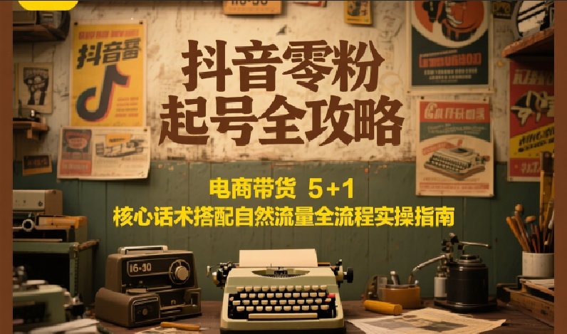 抖音零粉起号全攻略：电商带货 5+1 核心话术搭配自然流量全流程实操指南-小艾项目网