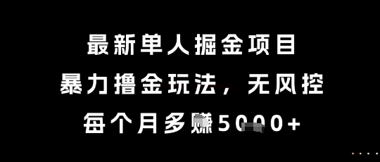 最新单人掘金项目，暴力撸金玩法，无风控，每个月多挣5k+【揭秘】-小艾项目网