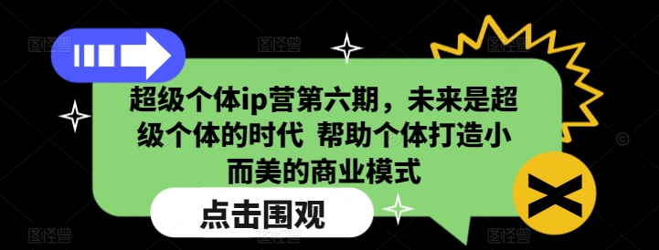 超级个体ip营第六期，未来是超级个体的时代  帮助个体打造小而美的商业模式-小艾项目网