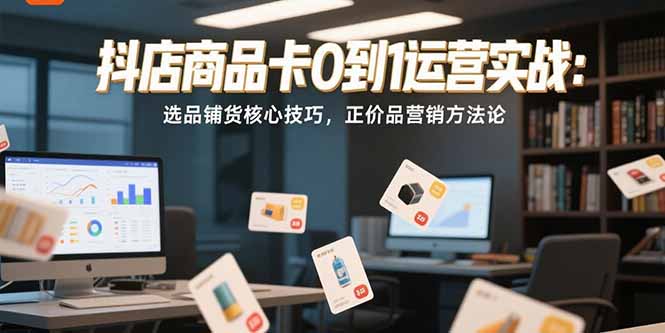 抖店商品卡0到1运营实战：选品铺货核心技巧，正价品营销方法论-小艾项目网