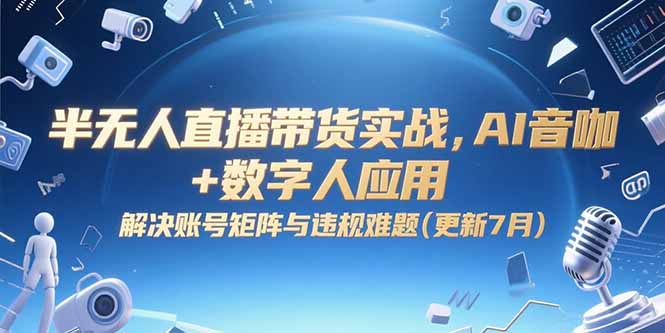 半无人直播带货实战，AI音咖+数字人应用 解决账号矩阵与违规难题(更新7月-小艾项目网