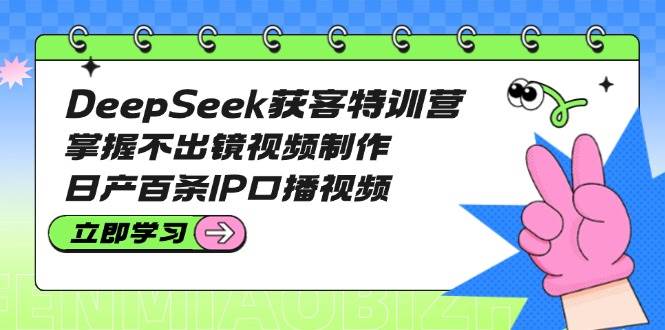 DeepSeek获客特训营：掌握不出镜视频制作，日产百条IP口播视频-小艾项目网