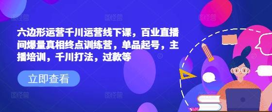 六边形运营千川运营线下课，百业直播间爆量真相终点训练营，单品起号，主播培训，千川打法，过款等-小艾项目网
