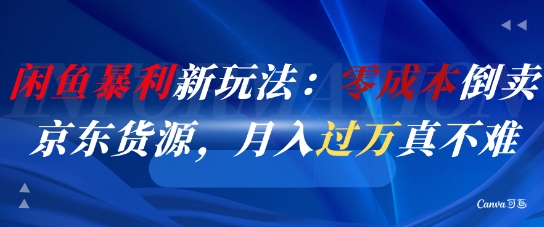 闲鱼暴利新玩法：零成本倒卖京东货源，月入过1W真不难-小艾项目网