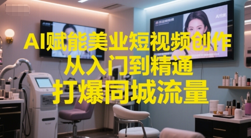 AI赋能美业短视频创作，从入门到精通，打爆同城流量，超级AI工具短视频实操落地-小艾项目网