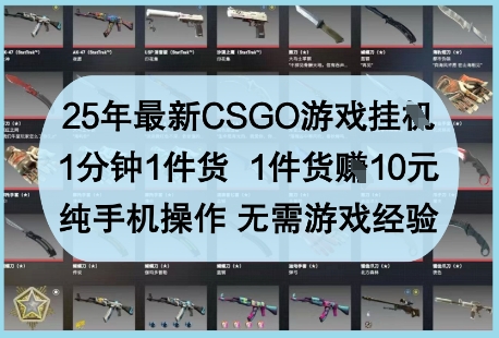 25年最新CSGO游戏挂G，1分钟1件货，1件货挣10元，纯手机操作，无需游戏经验【揭秘】-小艾项目网