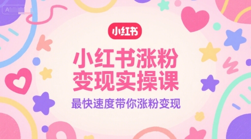 小红书涨粉变现实操课，最快速度带你涨粉变现-小艾项目网