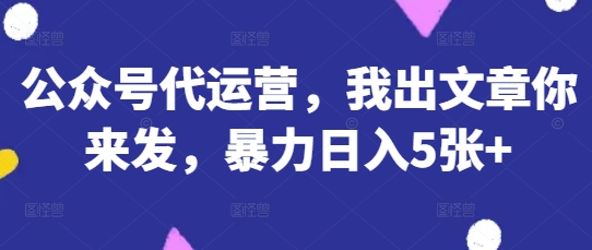 公众号代运营，我出文章你来发，暴力日入5张+【揭秘】-小艾项目网