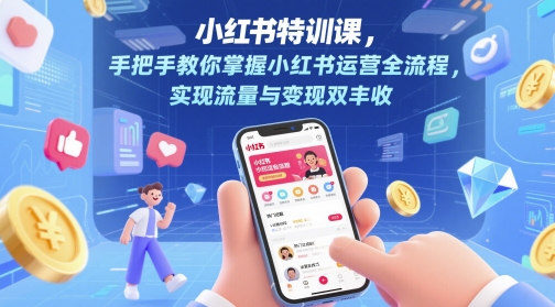 小红书特训课，手把手教你掌握小红书运营全流程，实现流量与变现双丰收-小艾项目网