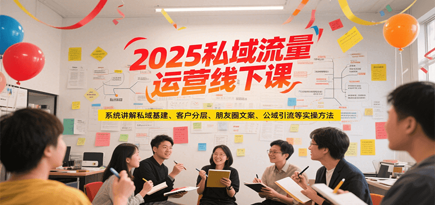 2025私域流量运营线下课，系统讲解私域基建/客户分层/朋友圈文案/公域引流等实操方法-小艾项目网