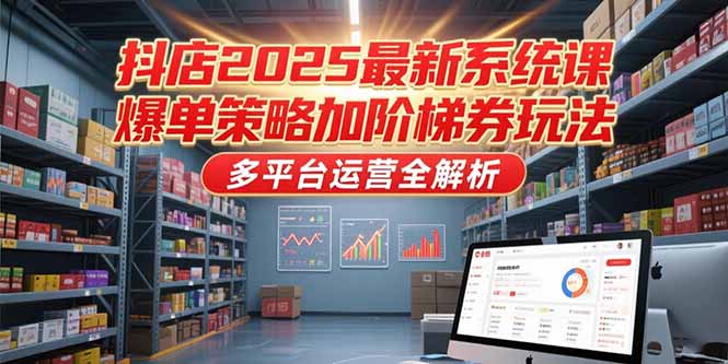 抖店2025最新系统课，爆单策略加阶梯券玩法，多平台运营全解析-小艾项目网