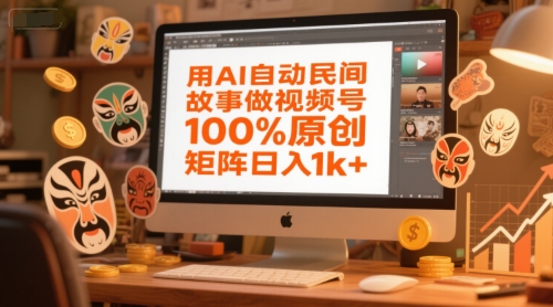 用AI自动民间故事做视频号，100%原创，矩阵日入1k+-小艾项目网