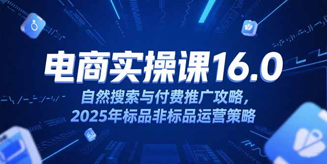 淘宝电商运营课16.0，自然搜索与付费推广攻略，2025年标品非标品运营策略-小艾项目网