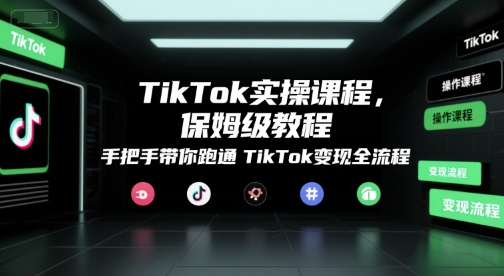 TikTok实操课程，保姆级教程，手把手带你跑通TikTok变现全流程-小艾项目网