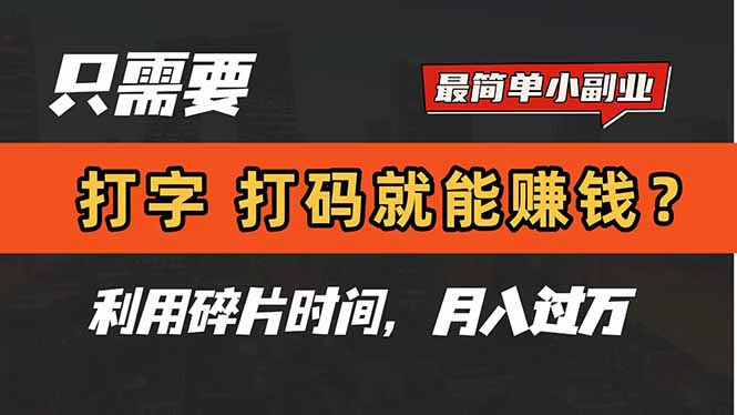 只需要打字，打码，就能赚钱？简单的赚钱小副业，利用碎片时间，月入过万-小艾项目网