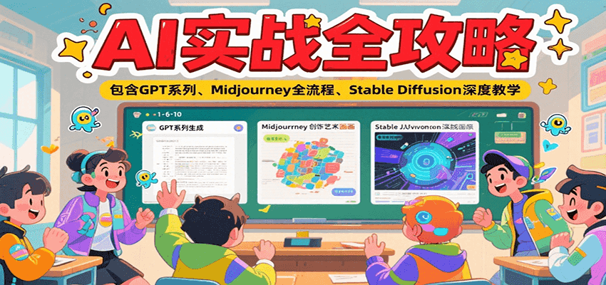 AI实战全攻略，包含GPT系列、Midjourney全流程、Stable Diffusion深度教学-小艾项目网
