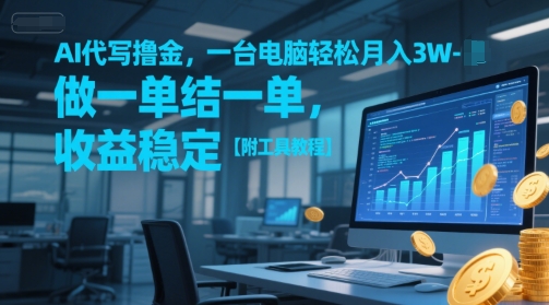 AI代写撸金，一台电脑轻松月入1-3W，做一单结一单，收益稳定【附工具教程】-小艾项目网