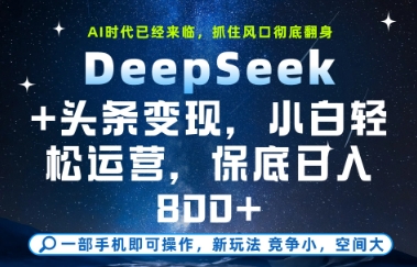 DeepSeek+头条变现，保姆级教学，小白轻松上手，日入8张+【揭秘】-小艾项目网