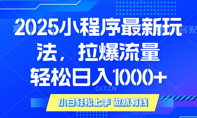 2025年小程序最新玩法，流量直接拉爆，单日稳定变现1000+-小艾项目网