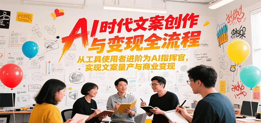 AI时代文案创作与变现全流程，从工具使用者进阶为AI指挥官，实现文案量产与商业变现-小艾项目网