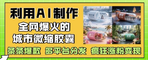 利用AI制作全网爆火的城市微缩胶囊，条条爆款， 多平台分发，疯狂涨粉变现-小艾项目网