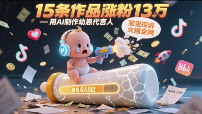 用AI制作幼崽代言人，宝宝的控诉火爆全网，15条作品涨粉13W，单号月入5位数实操教程-小艾项目网
