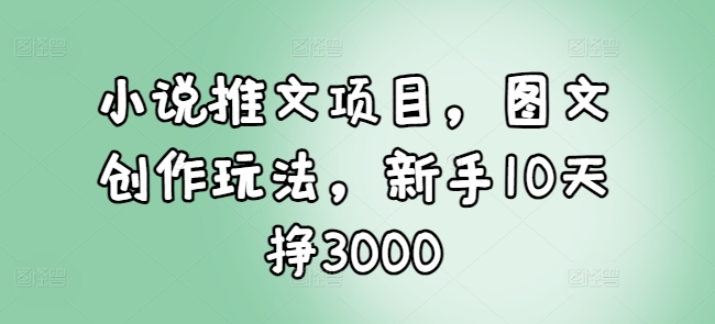 小说推文项目，图文创作玩法，新手10天挣3000-小艾项目网