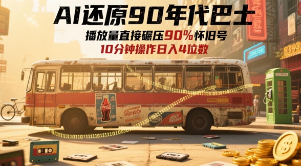 AI还原90年代巴士，一帧就让70后泪崩，播放量直接碾压90%怀旧号，每天操作十分钟，日入四位数-小艾项目网