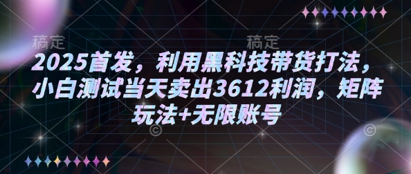 2025首发，利用黑科技带货打法，小白测试当天卖出3612利润，矩阵玩法+无限账号【揭秘】-小艾项目网