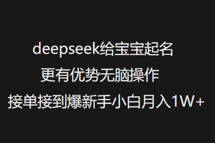deepseek给宝宝起名更有优势无脑操作接单接到爆新手小白月入1W+-小艾项目网