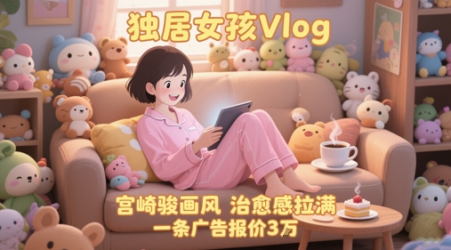 单个账号涨粉71W！用AI制作独居女孩Vlog，宫崎骏画风，治愈感拉满，一条广告报价3W-小艾项目网