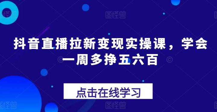 抖音直播拉新变现实操课，学会一周多挣五六百-小艾项目网