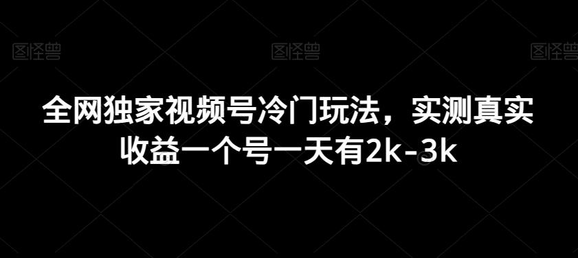 全网独家视频号冷门玩法，实测真实收益一个号一天有2k-3k-小艾项目网