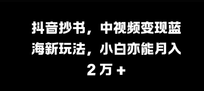 抖音抄书，中视频变现蓝海新玩法，小白亦能月入 过W【揭秘】-小艾项目网