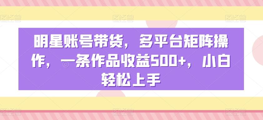 明星账号带货，多平台矩阵操作，一条作品收益500+，小白轻松上手【揭秘】-小艾项目网