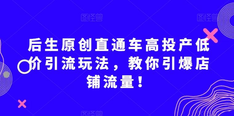 后生原创直通车高投产低价引流玩法，教你引爆店铺流量！-小艾项目网