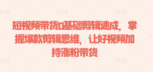 短视频带货0基础剪辑速成，掌握爆款剪辑思维，让好视频加持涨粉带货-小艾项目网