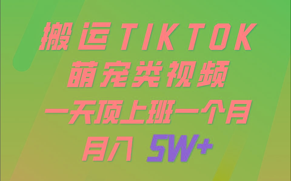 一键搬运TIKTOK萌宠类视频，一部手机即可操作，所有平台均可发布 轻松月入5W+-小艾项目网