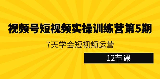 视频号短视频实操训练营第5期：7天学会短视频运营(12节课)-小艾项目网