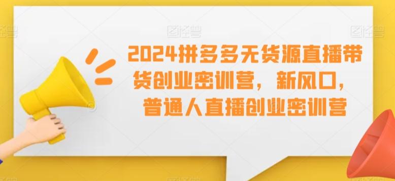 2024拼多多无货源直播带货创业密训营，新风口，普通人直播创业密训营-小艾项目网