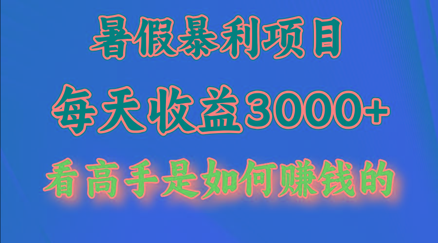 暑假暴力项目 1天收益3000+，视频号，快手，不露脸直播.次日结算-小艾项目网