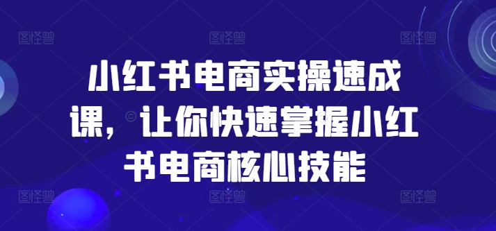 小红书电商实操速成课，让你快速掌握小红书电商核心技能-小艾项目网
