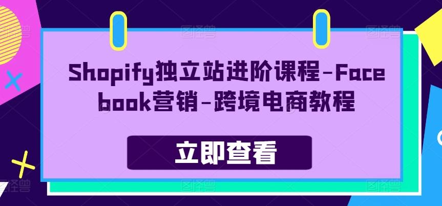 Shopify独立站进阶课程-Facebook营销-跨境电商教程-小艾项目网