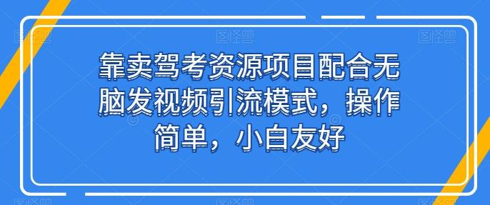 靠卖驾考资源项目配合无脑发视频引流模式，操作简单，小白友好【揭秘】-小艾项目网