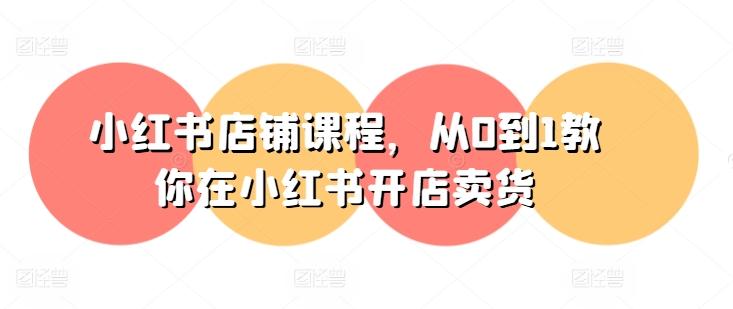 小红书店铺课程，从0到1教你在小红书开店卖货-小艾项目网