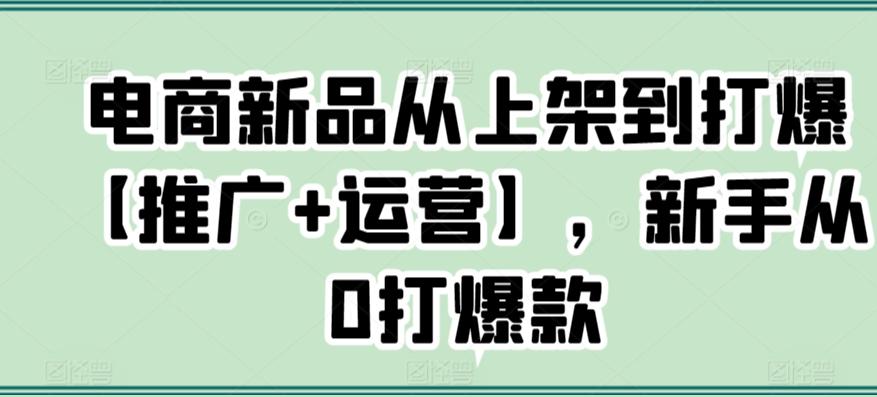 电商新品从上架到打爆【推广+运营】，新手从0打爆款-小艾项目网