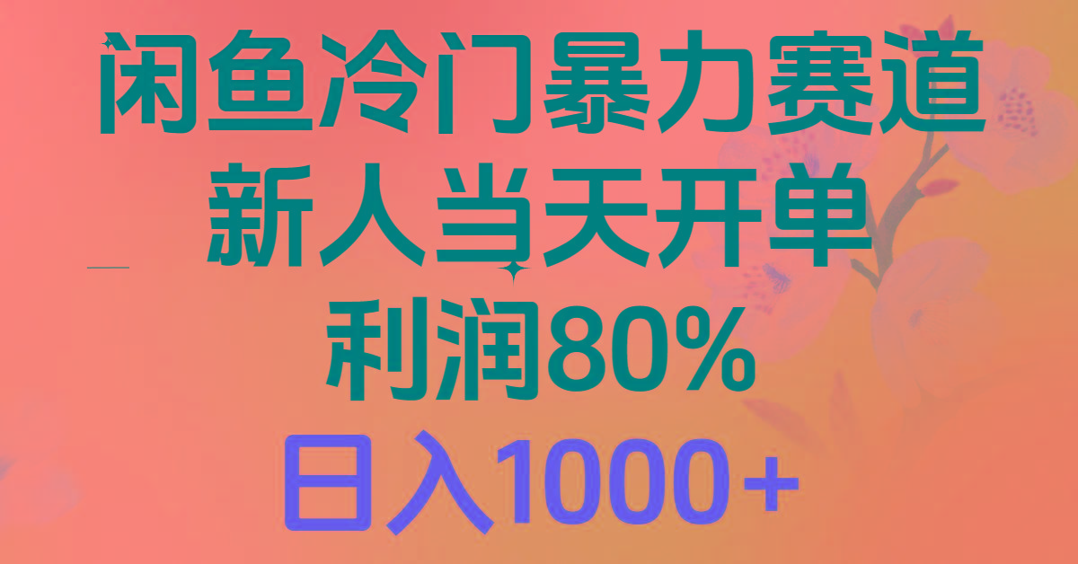 2024闲鱼冷门暴力赛道，新人当天开单，利润80%，日入1000+-小艾项目网