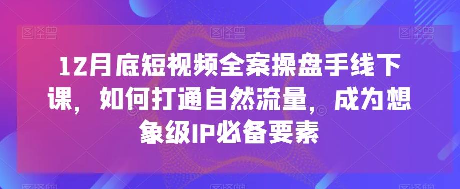 12月底短视频全案操盘手线下课，如何打通自然流量，成为想象级IP必备要素-小艾项目网