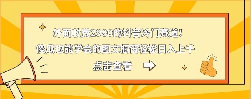外面收费2980的抖音冷门赛道！傻瓜也能学会的图文橱窗轻松日入上千-小艾项目网