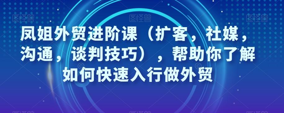 凤姐外贸进阶课（扩客，社媒，沟通，谈判技巧），帮助你了解如何快速入行做外贸-小艾项目网